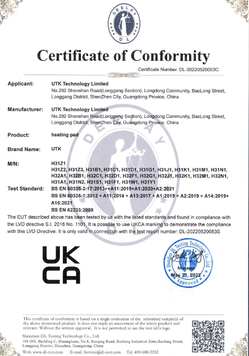 Heatmate UKCA Safety Certificate