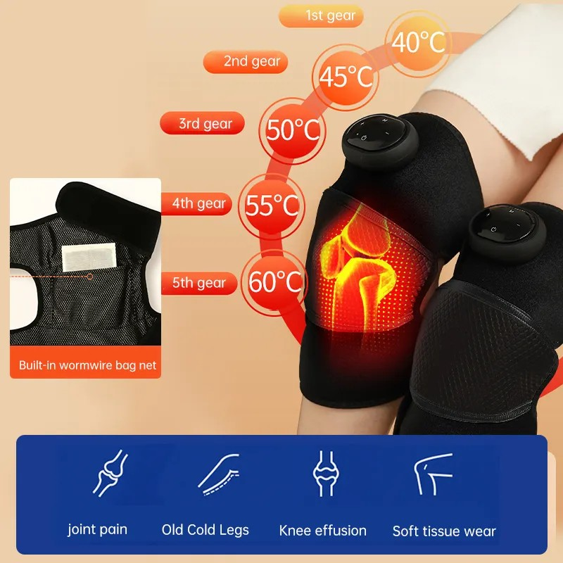 Flexible heating pad used on the knee while relaxing