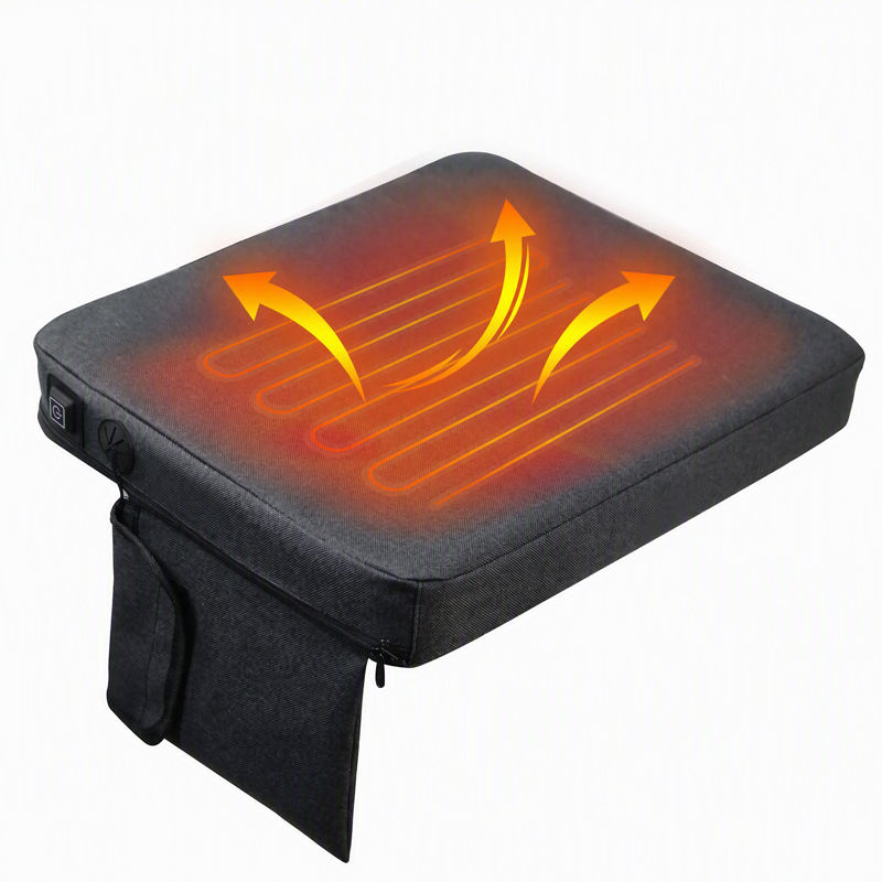 Heated lumbar support cushion on a white background