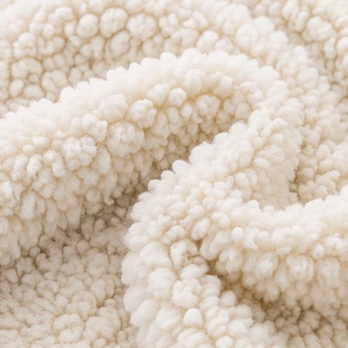 Cream sherpa fabric texture with fluffy pile for premium heated blankets
