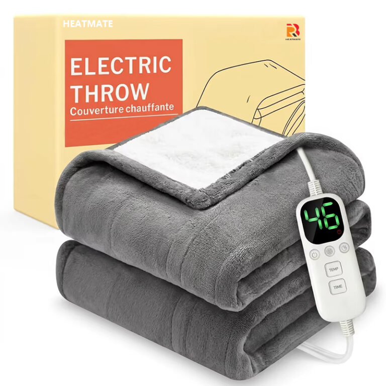 Queen Size Electric Heated Blanket with Soft Flannel Fabric and Timer