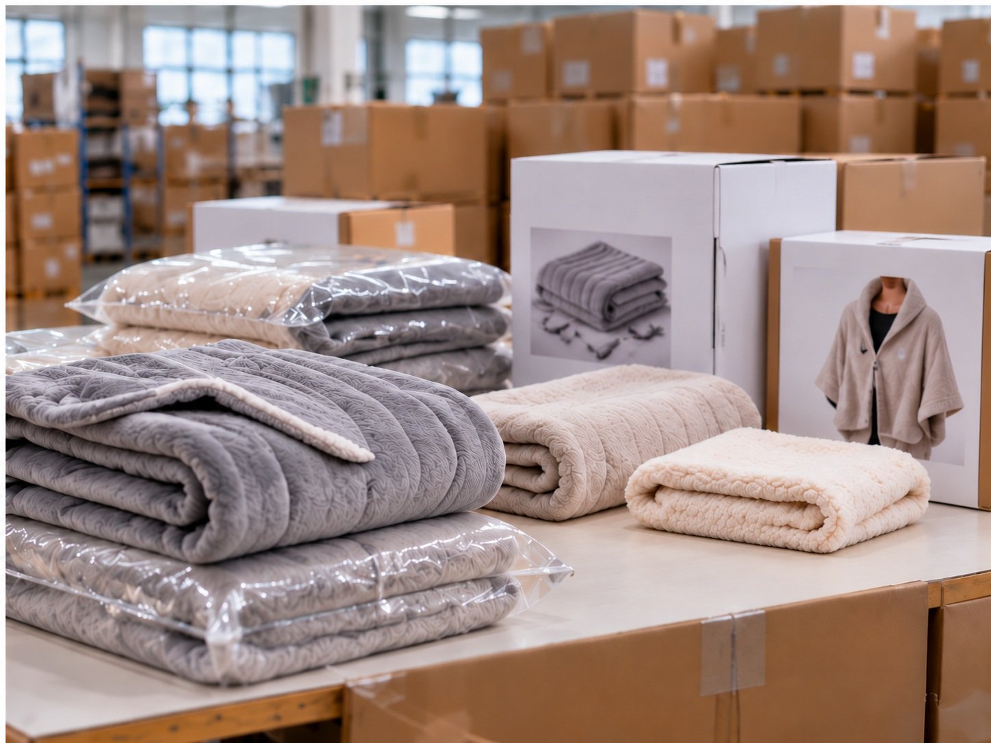 Heated blanket products prepared for retail packaging and wholesale shipment